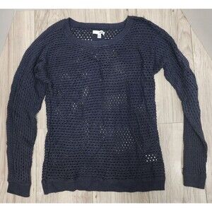 Sonoma Crochet Mesh Knit Crew Neck Long Sleeve Sweater Woman's Size M